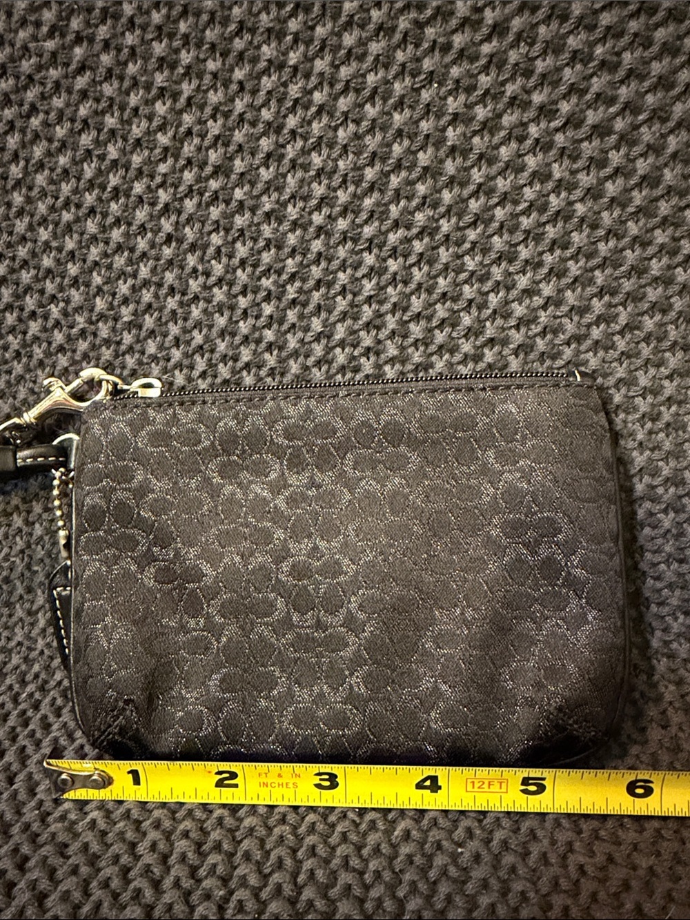 Coach Black Floral Jacquard Zip Wristlet